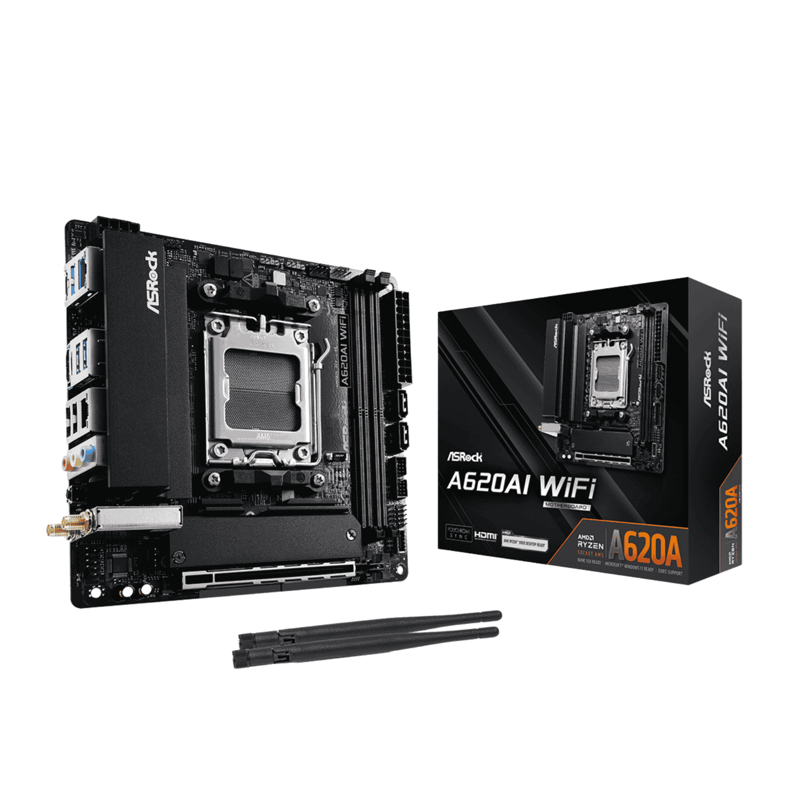 ASRock A620AI WiFi ASRock A620AI WiFi Mini ITX Motherboard for AMD AM5 CPUs - Image 1