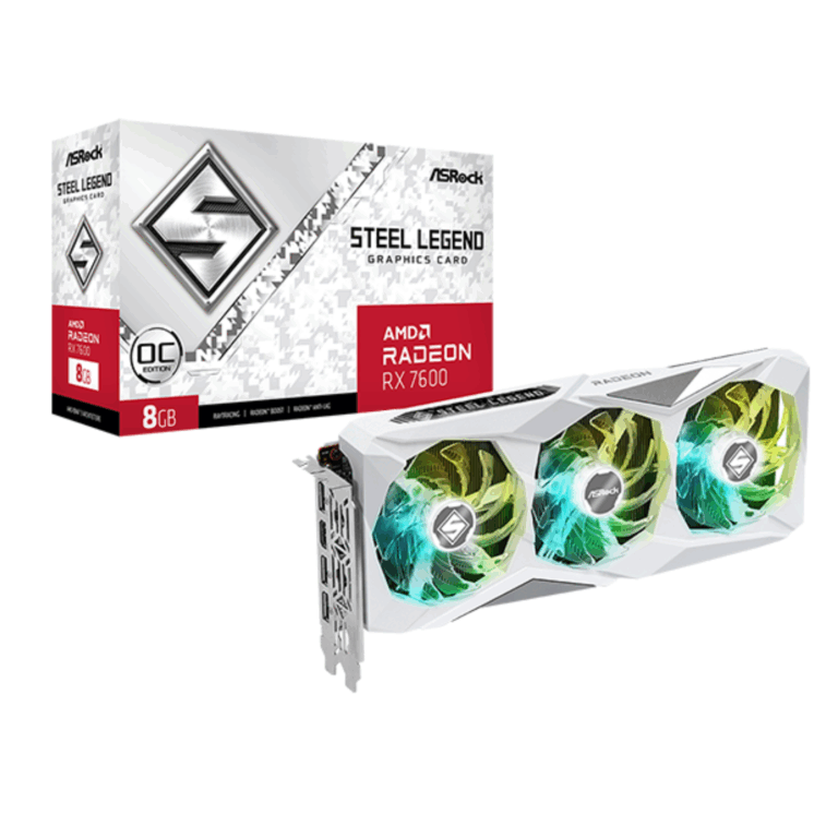 Asrock AMD Radeon RX 7600 Steel Legend 8GB OC RGB, White