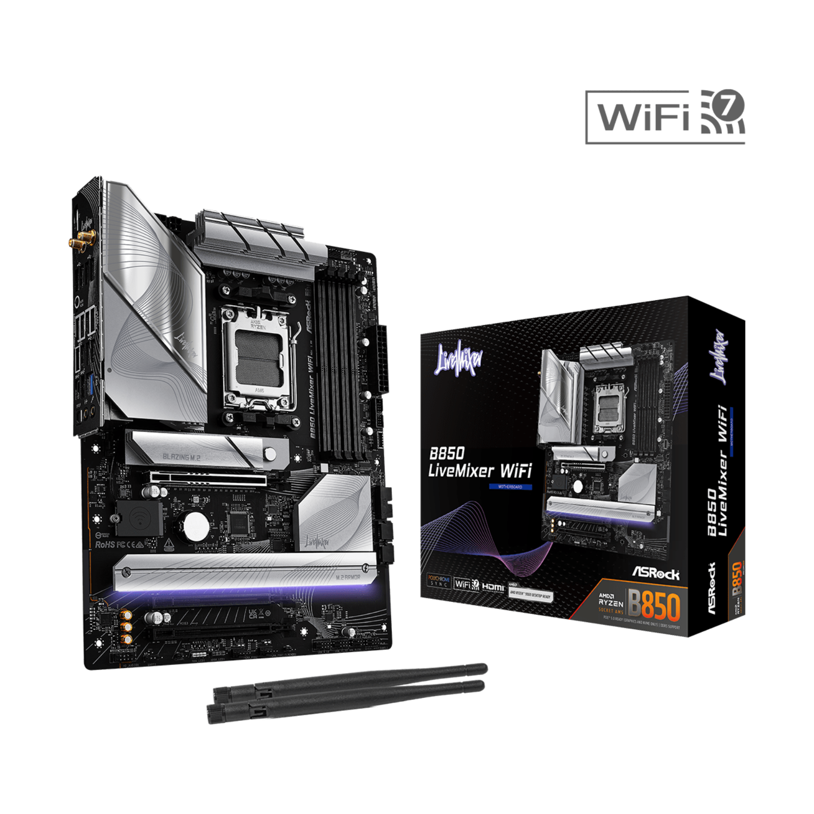 ASRock B850 LiveMixer WiFi ATX Motherboard for AMD AM5 CPUs