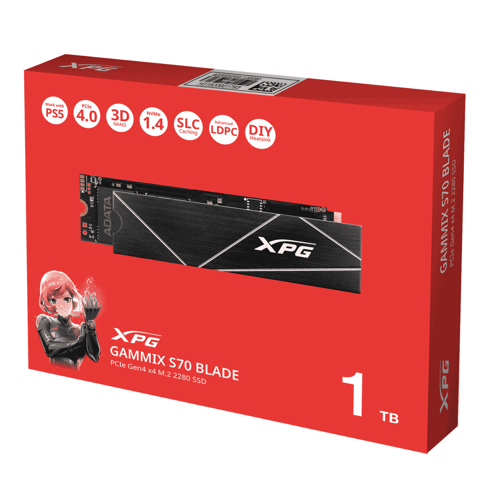 ADATA 1TB XPG GAMMIX S70 Blade M.2 NVMe SSD, PCIe 4.0, 7400/5500 MB/s, 740K IOPS