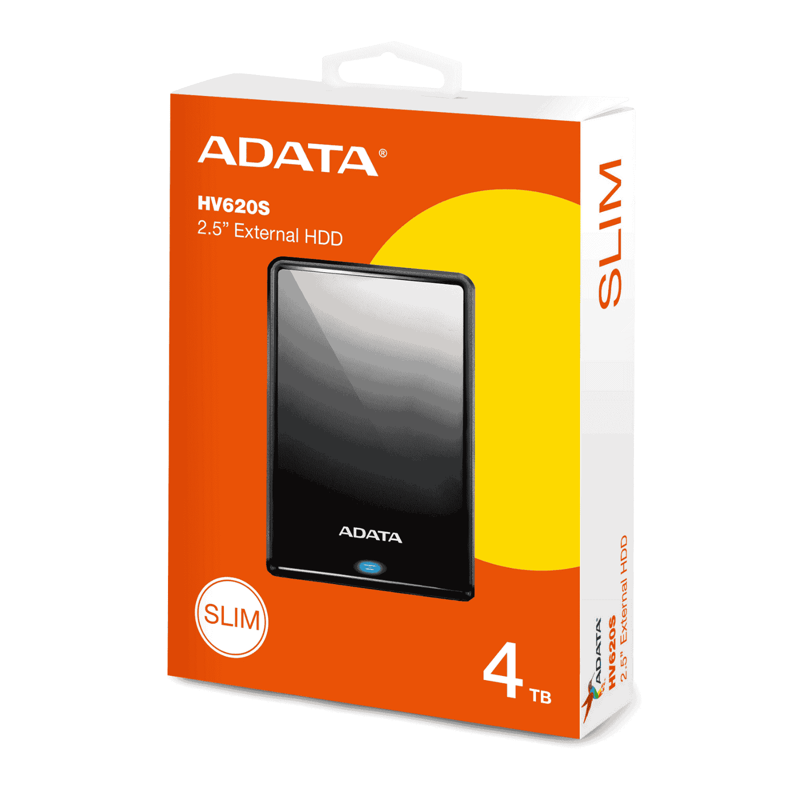 ADATA 4TB HV620S Slim External Hard Drive, 2.5", USB 3.2, 11.5mm Thick, Black