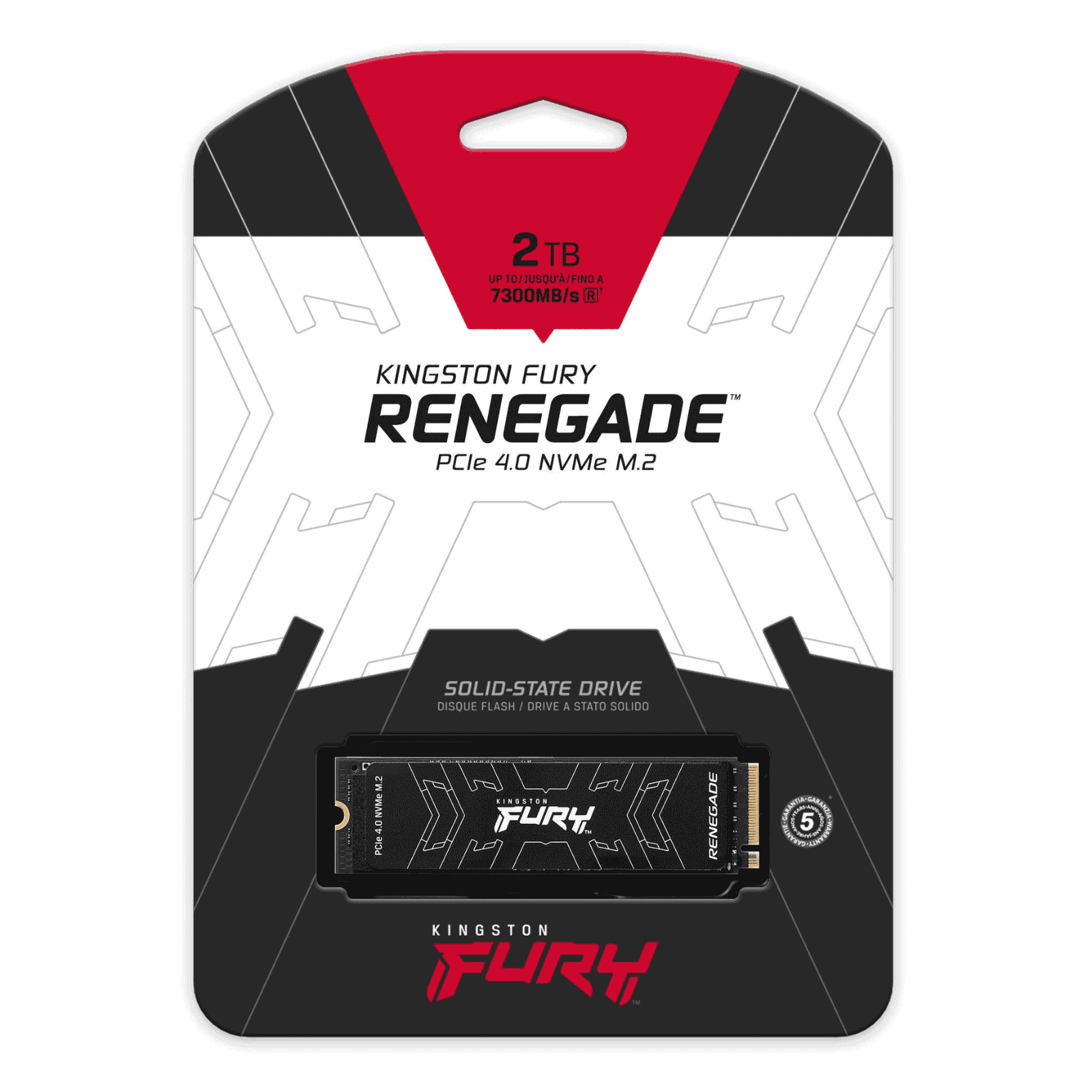 Kingston 2TB Fury Renegade Gen4 M.2 NVMe SSD, M.2 2280, PCIe4, 3D TLC NAND, R/W 7300/7000 MB/s, 1M/1M IOPS, Aluminium Heatspreader
