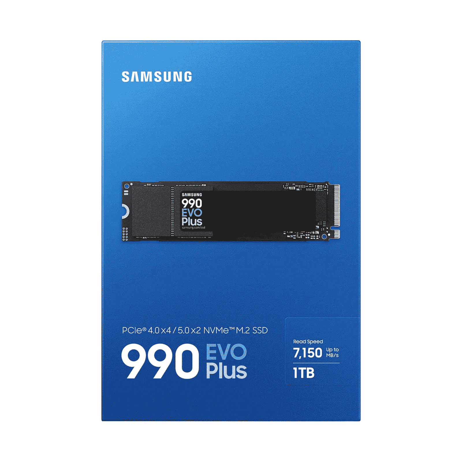 Samsung 1TB 990 EVO PLUS M.2 NVMe Gen4/5 SSD, M.2 2280, PCIe 4.0/5.0 x2, V-NAND, R/W 7150/6300 MB/s, 850K/1350K IOPS