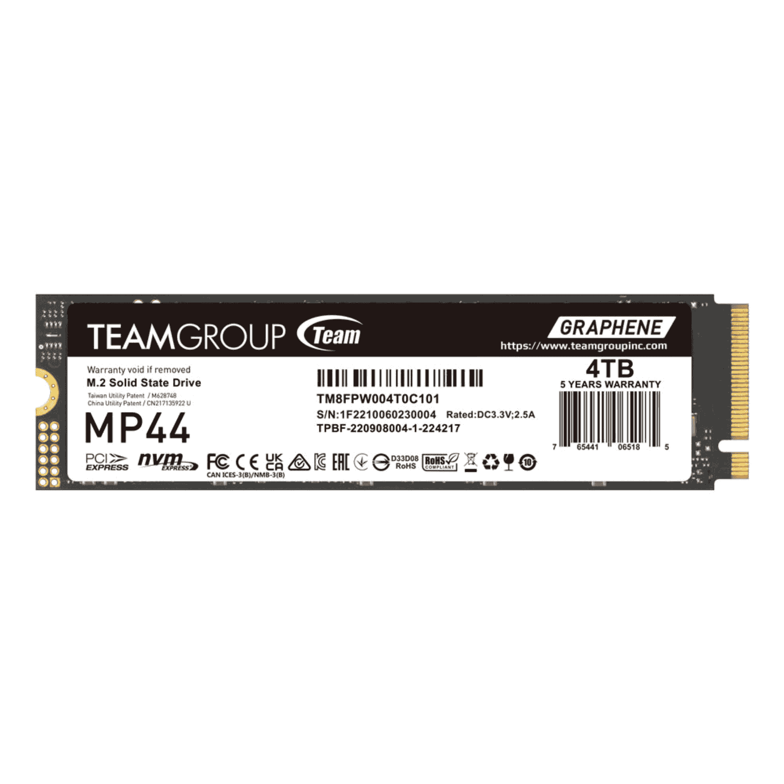 Team MP44 4TB NVMe SSD, M.2, Gen4, 7400/6900 MB/s, Graphene Label