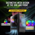 ANTEC NX416L Case, Gaming, Black, Mid Tower, 1 x USB 3.0 / 2 x USB Type-C, Tempered Glass Side Window Panel, Addressable RGB LED Fans, ATX, Micro ATX, ITX - Image 6