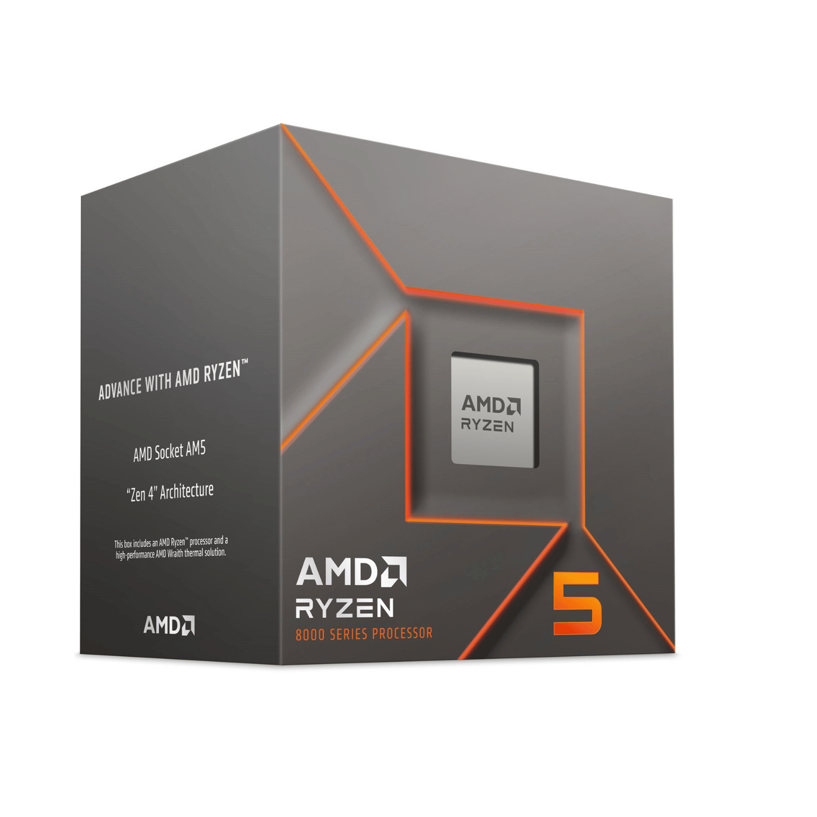 AMD Ryzen 5 8400F CPU, AMD AM5, Includes Wraith Stealth Cooler Desktop Processor