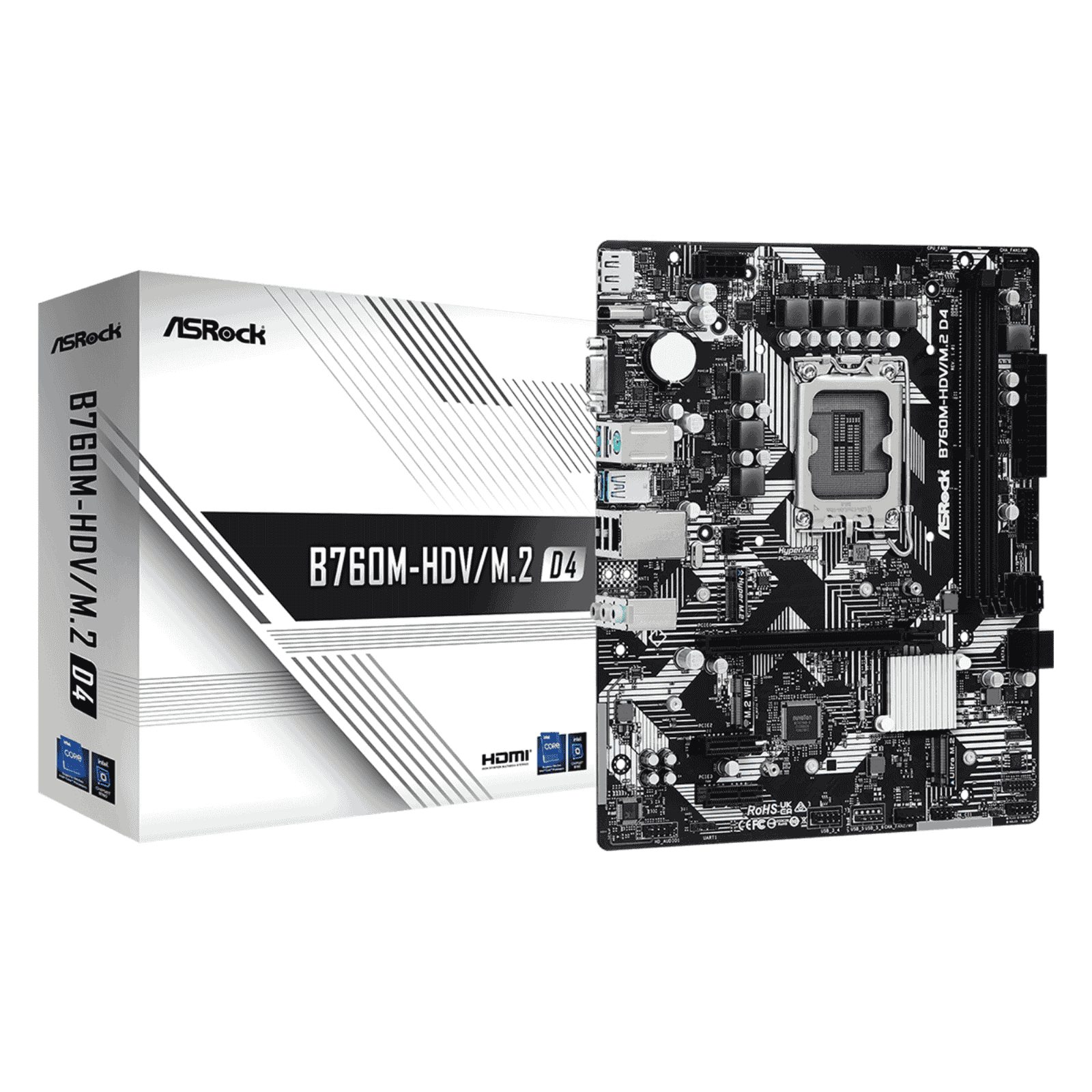 ASRock B760M-HDV/M.2 D4 mATX Motherboard for Intel LGA1700 CPUs