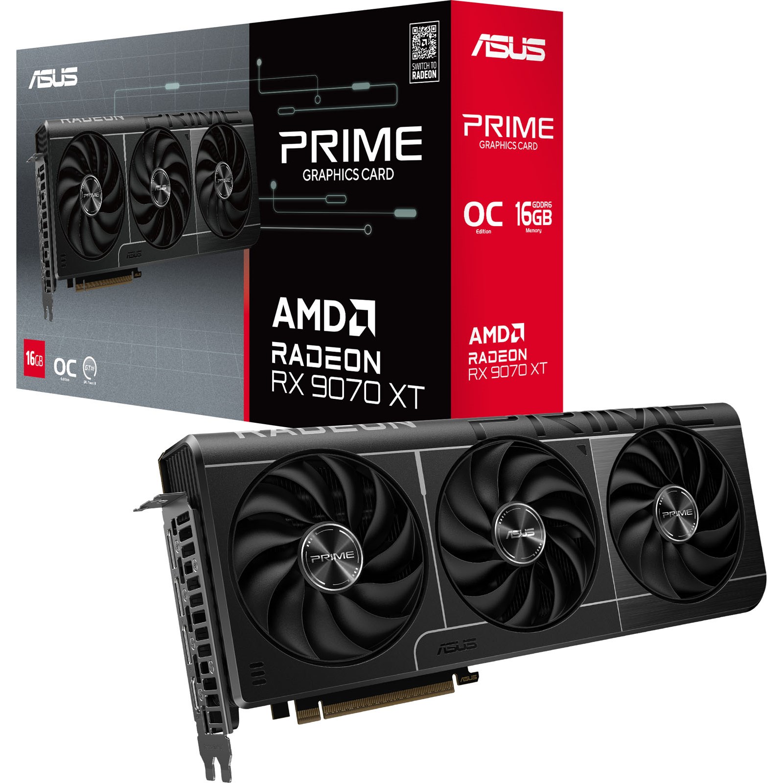 Asus PRIME RX9070 XT OC16GB DDR6 Gaming Graphics Card