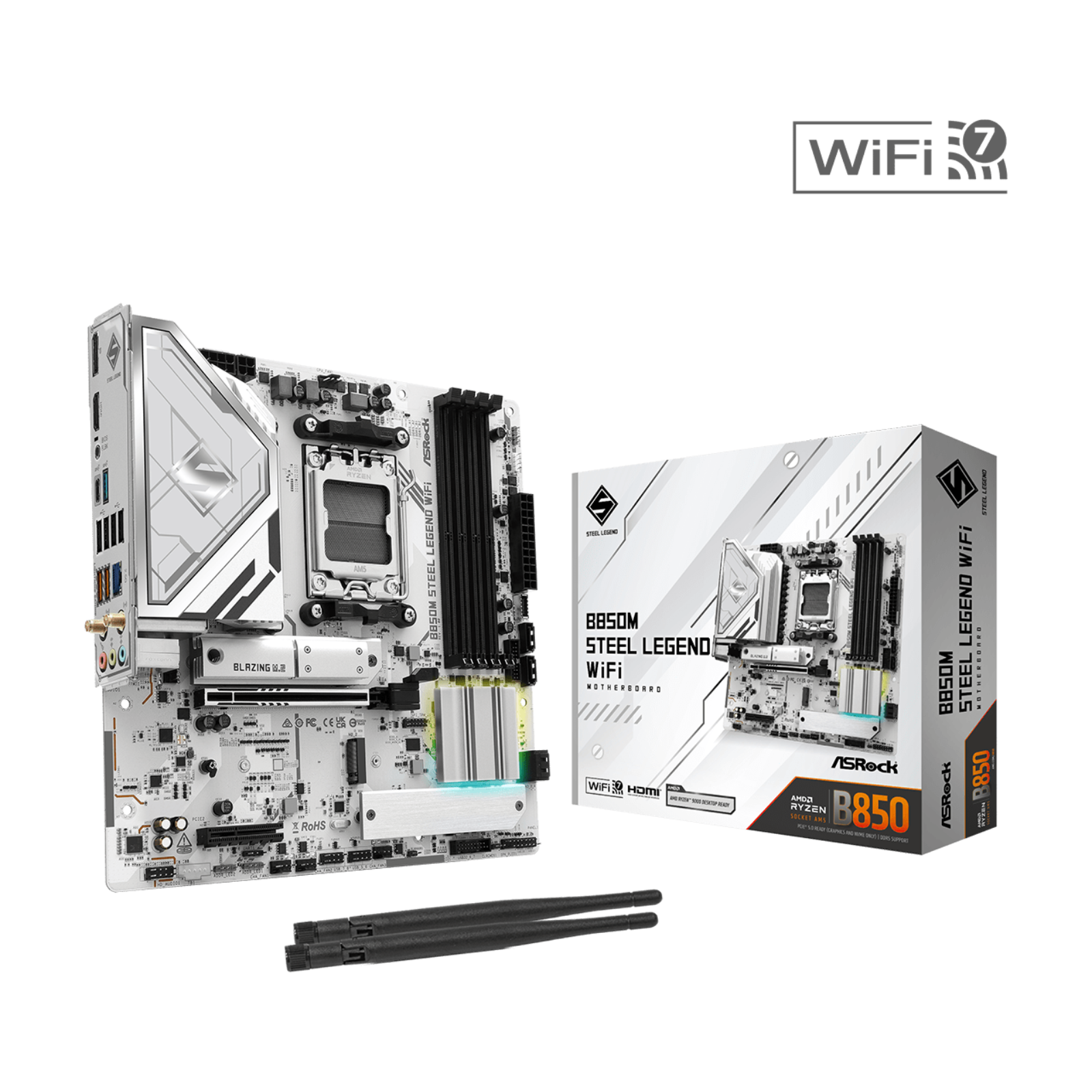 ASRock B850M Steel Legend WiFi Micro ATX Motherboard for AMD AM5 CPUs