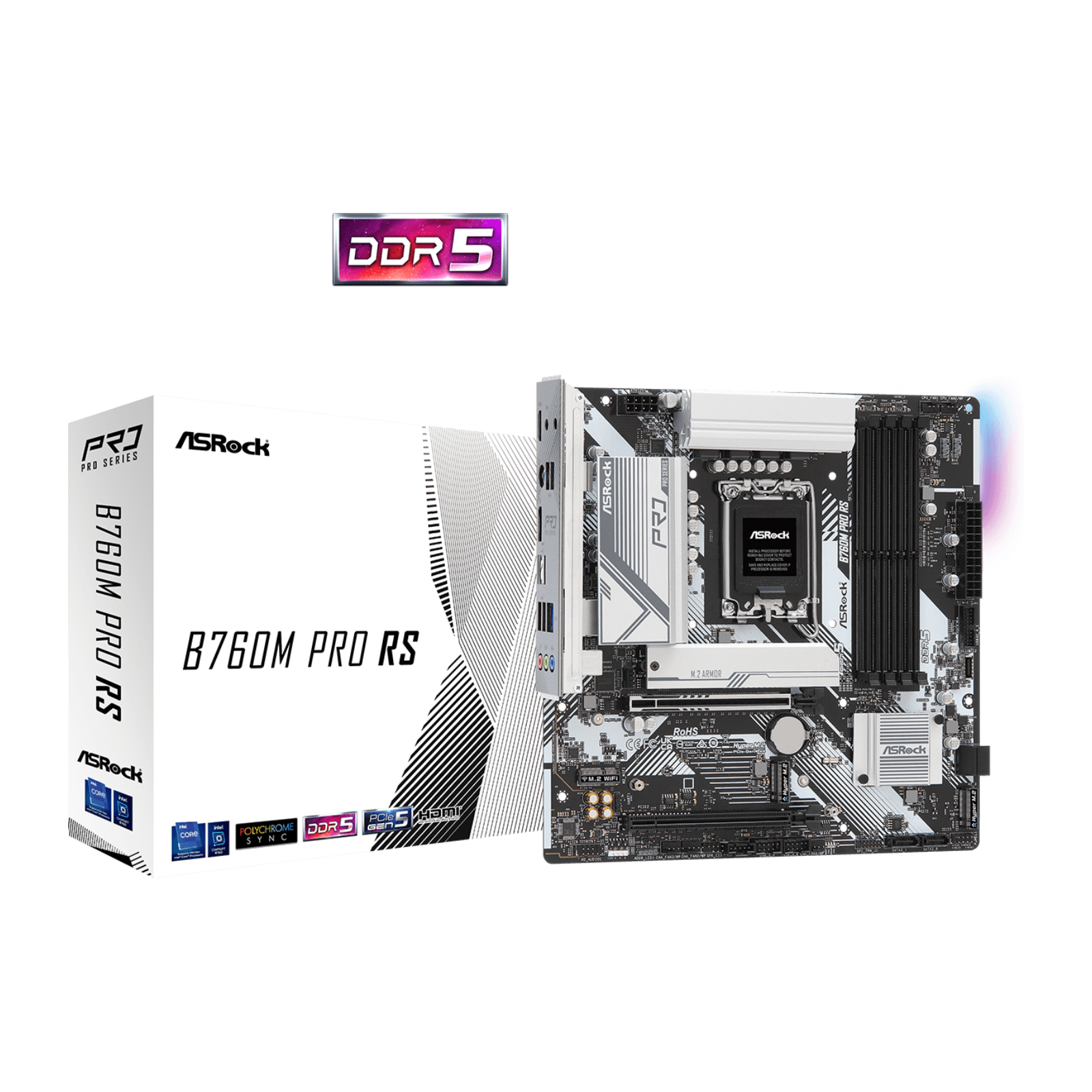 ASRock B760M Pro RS Micro ATX Motherboard for Intel LGA1700 CPUs