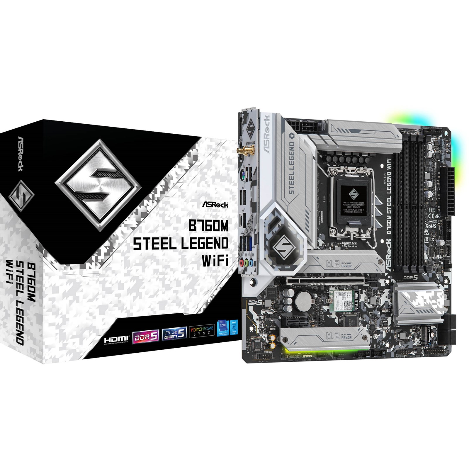 ASRock B760M Steel Legend WiFi mATX Motherboard for Intel LGA1700 CPUs
