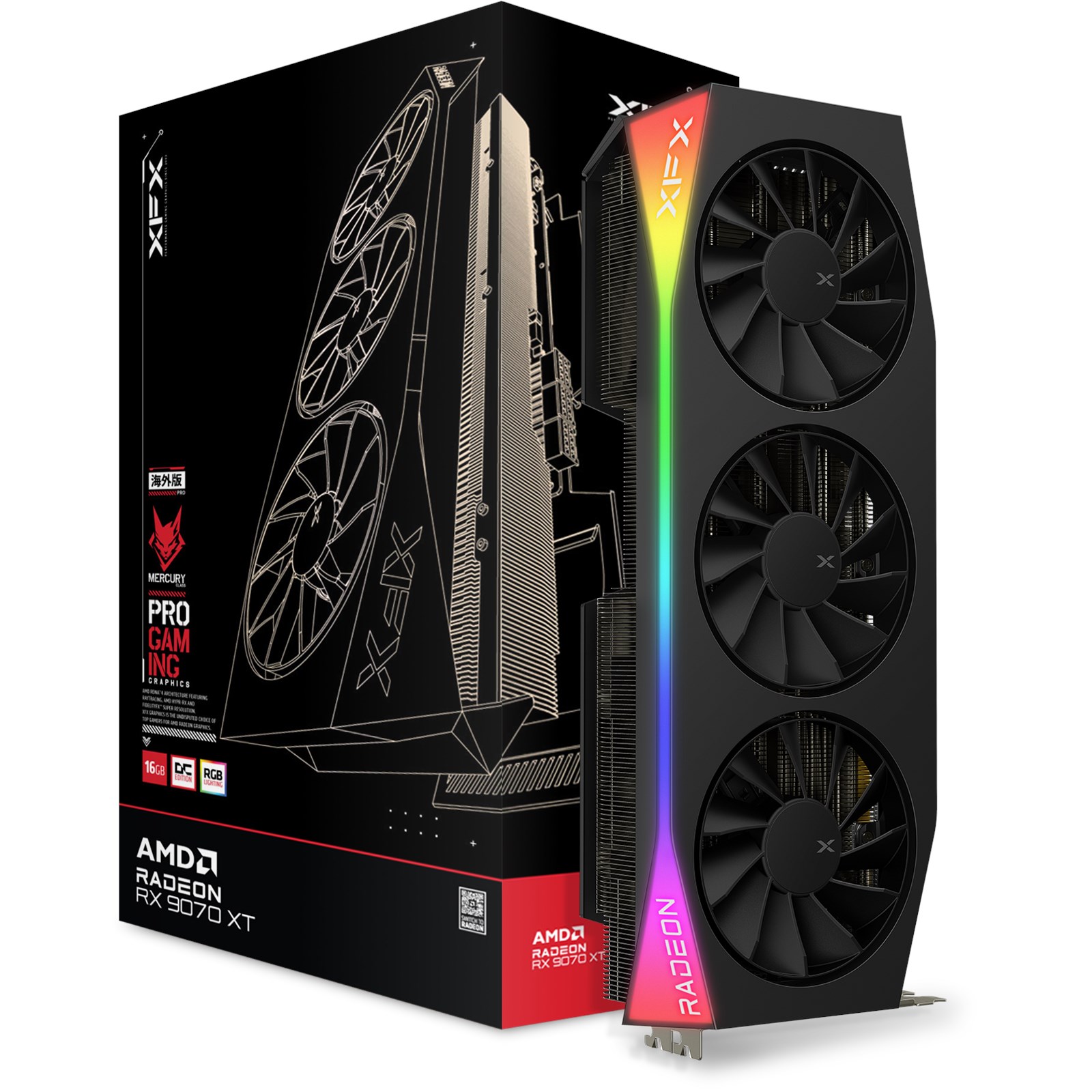 XFX Mercury RX9070 XT OC Gaming Edition 16GB DDR6 RGB Graphics Card