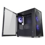 TecWare Forge M2 mATX PC Case, Compact High Airflow Mesh Front Panel, 3 x ARGB Fans Included, Hinged Tempered Glass Door, Supports 240mm Radiator, mATX/ITX, Black - Image 2