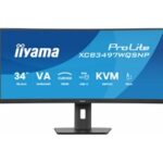 iiyama ProLite Curved Monitor XCB3497WQSNP-B1 34" VA Ultra-Wide Screen with KVM Switch, LAN, USB-C Dock, 0.4ms, 120Hz, HDMI, DisplayPort, Speakers, Height Adjustment - Image 2