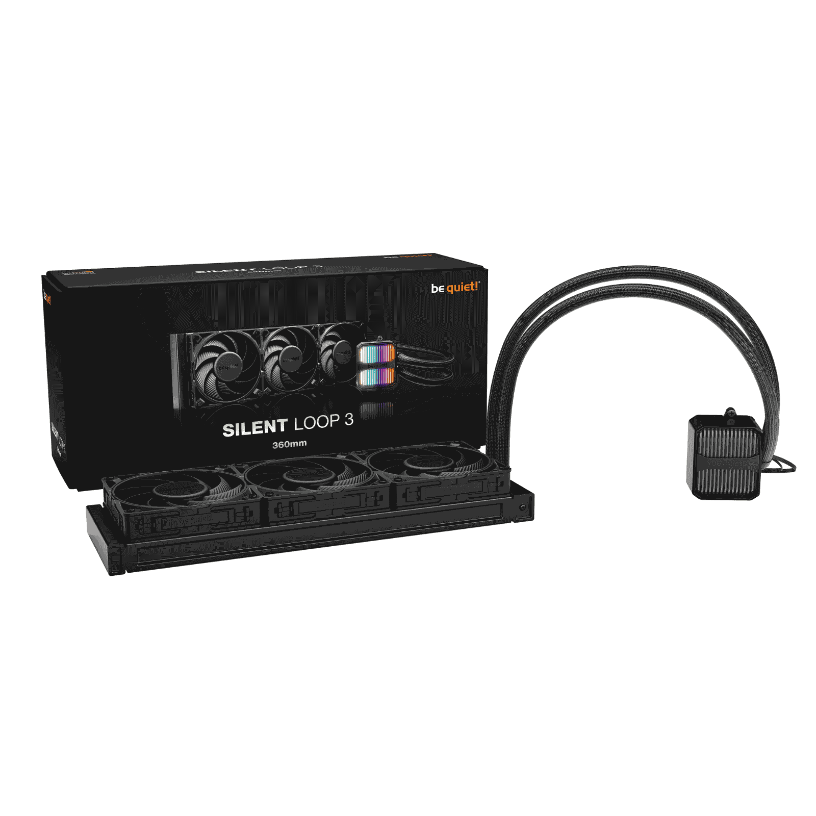 Be Quiet! Silent Loop 3 360mm ARGB Liquid CPU Cooler, 3-Chamber Pump, Large Fin Area, Silent Wings 4 PWM Fans, Black