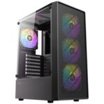 Antec AX26 RGB Elite Mid-Tower Gaming PC Case - Pre-Installed 4 x 120?mm Fixed-RGB Fans, Tempered Glass Side Panel, High-Airflow Mesh Front - ATX/Micro-ATX/ITX