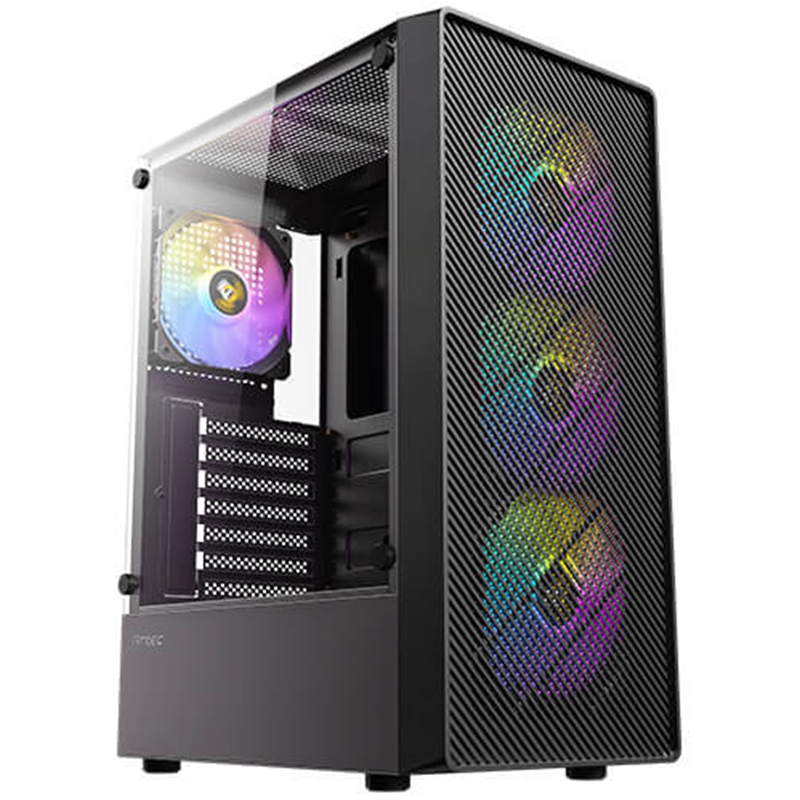 Antec AX26 RGB Elite Mid-Tower Gaming PC Case - Pre-Installed 4 x 120?mm Fixed-RGB Fans, Tempered Glass Side Panel, High-Airflow Mesh Front - ATX/Micro-ATX/ITX