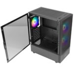ANTEC NX410 Case, Gaming, Black, Mid Tower, 1 x USB 3.0 / 2 x USB 2.0, Tempered Glass Side Window Panel, Addressable RGB LED Fans, ATX, Micro ATX, Mini-ITX - Image 3