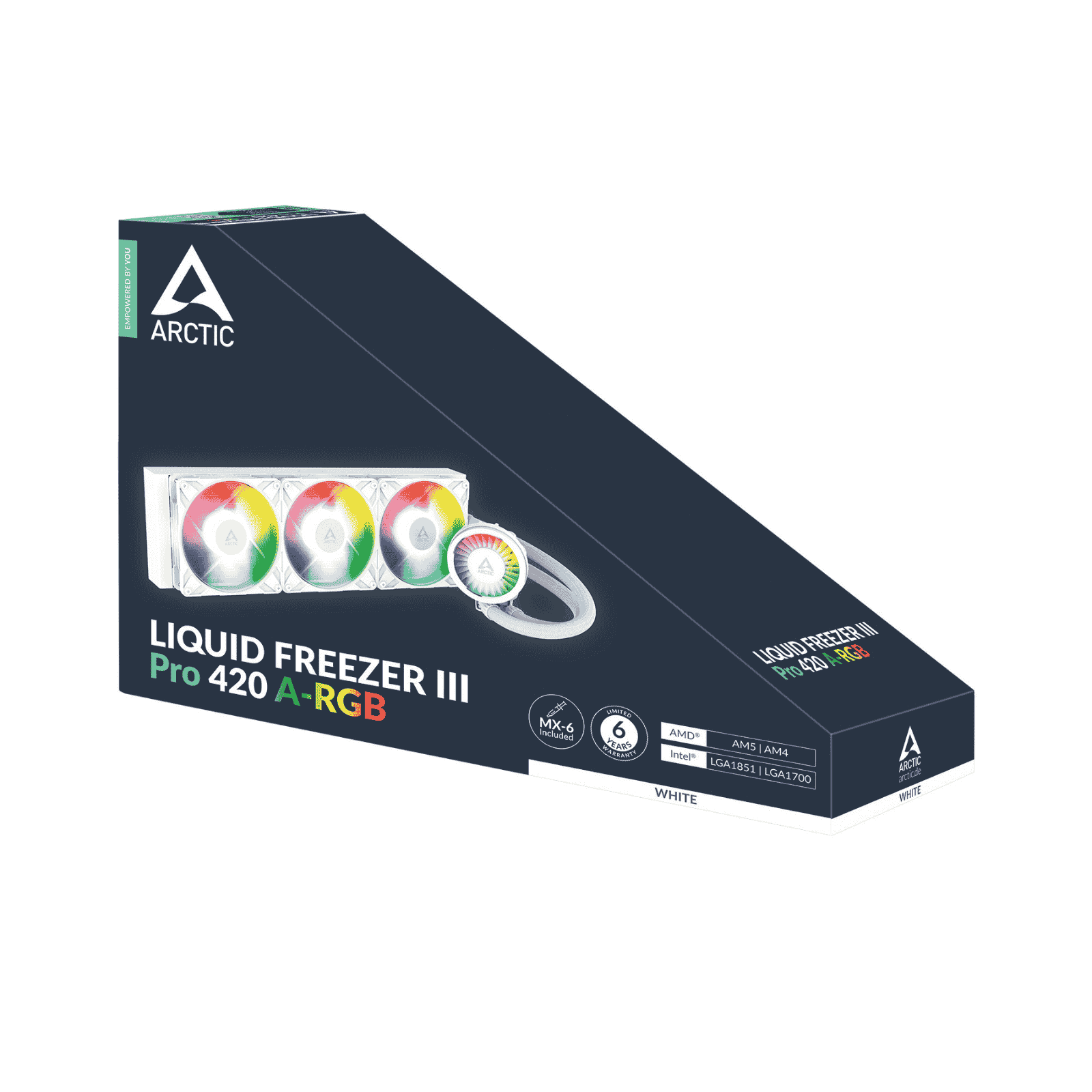 ARCTIC Liquid Freezer III Pro A-RGB 420mm Liquid CPU Cooler, P14 Pro PWM Fans & PWM Controlled Pump, White