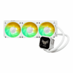 Asus TUF Gaming LC III 360 ARGB LCD White Edition Liquid CPU Cooler, 360mm Radiator, Customisable 2.8" LCD, 3x ARGB PWM Fans