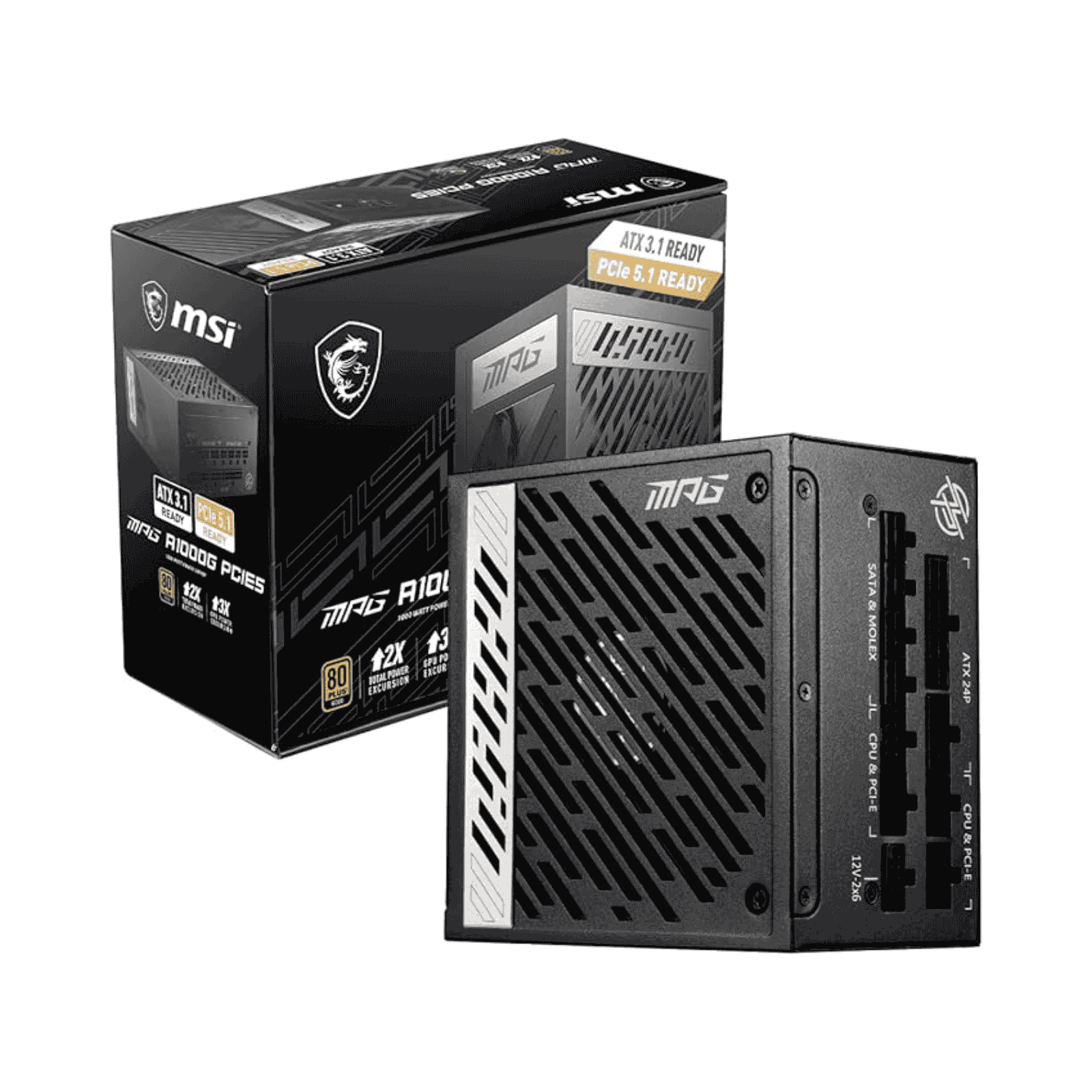 MSI 1000W ATX 3.1 PSU Fully Modular 80+Cybenetics Gold PCIe 5.1 MSI 1000W ATX 3.1 PSU Fully Modular 80+/Cybenetics Gold PCIe 5.1 - Image 1