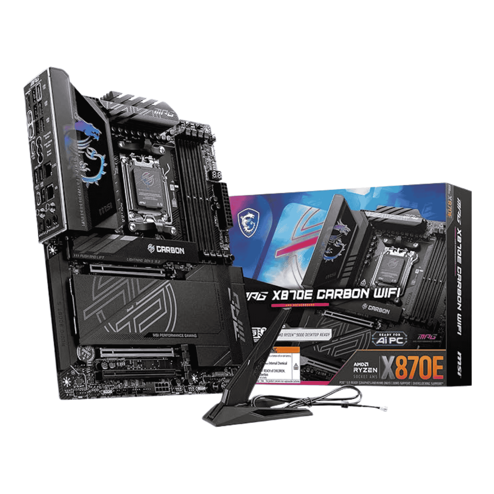MSI MPG X870E CARBON WIFI AMD X870E AM5 ATX 4 DDR5 HDMI 2 USB4 Wi-Fi 7 5G & 2.5G LAN RGB 4x M.2 MSI MPG X870E CARBON WIFI AMD X870E AM5 ATX 4 DDR5 HDMI 2 USB4 Wi-Fi 7 5G & 2.5G LAN RGB 4x M.2 - Image 1