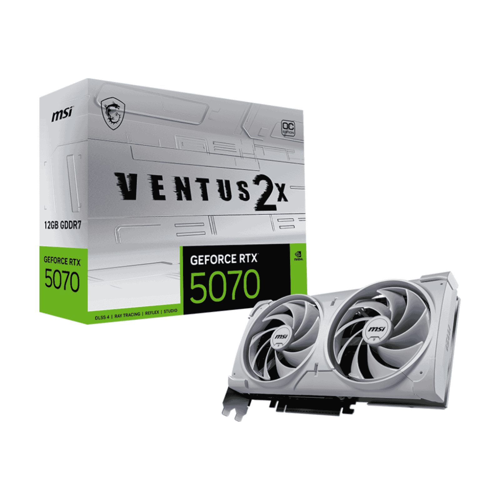 MSI RTX 5070 VENTUS 2X OC WHITE PCIe5 12GB DDR7 HDMI 3 DP 2557MHz Clock Overclocked SFF-Ready MSI RTX 5070 VENTUS 2X OC WHITE PCIe5 12GB DDR7 HDMI 3 DP 2557MHz Clock Overclocked SFF-Ready - Image 1